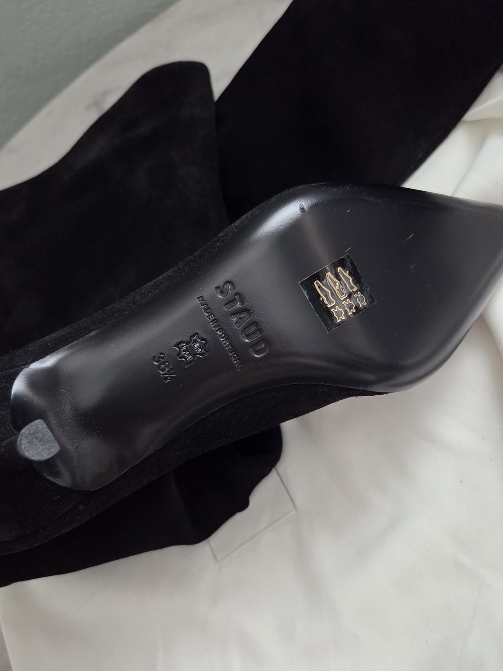 STAUD Black Suede Pointed-Toe Kitten Heel Boots - Picture 4 of 10